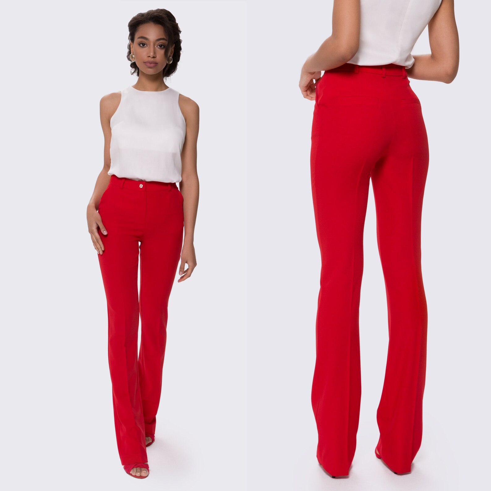 Women's Red Pantsuit Women's Red Set with a Jacket Etsy