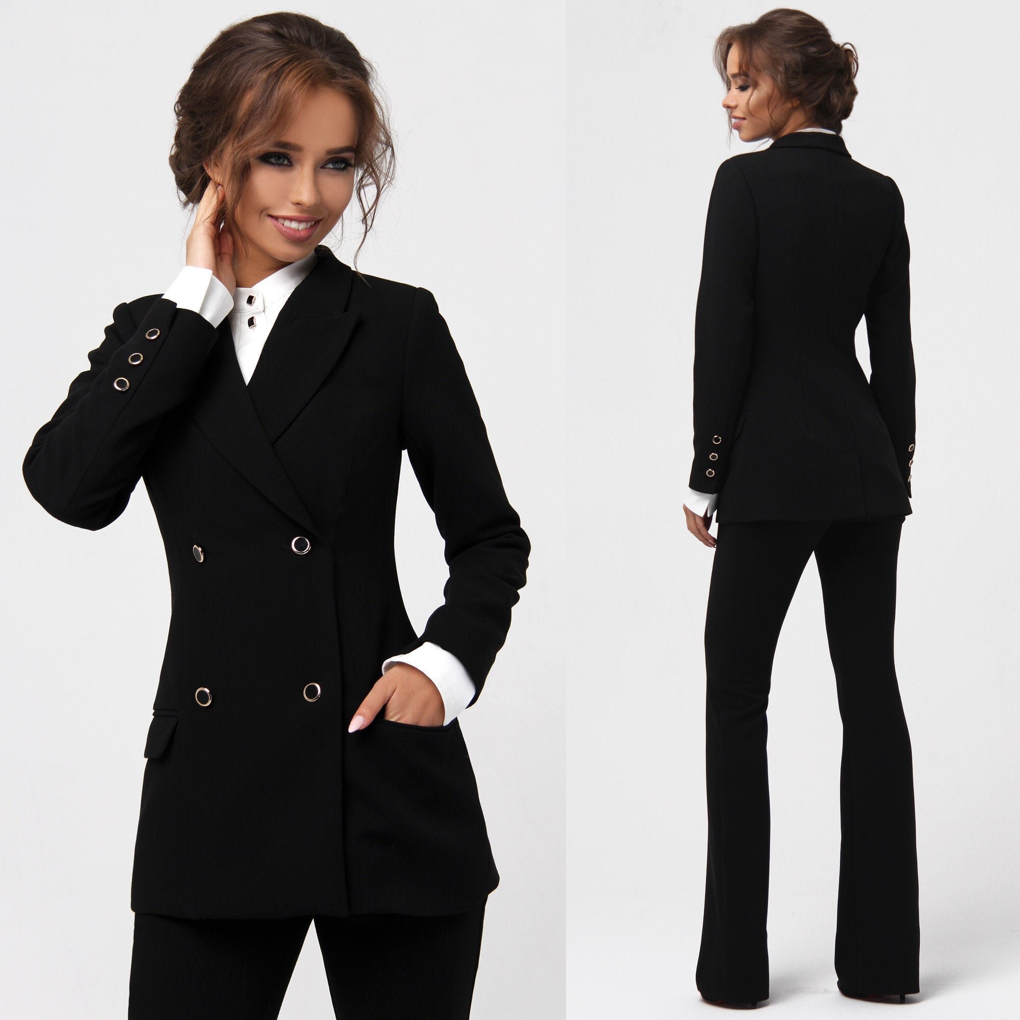 Chaqueta negra clásica chaqueta de mujer negra chaqueta Etsy