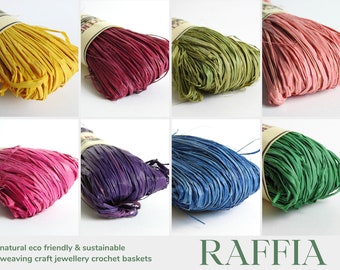 Raffia for weaving bags hats jewellery embroidery craft. 26 Colours! Natural, eco friendly, sustainable crop. Soft, supple, vibrant colors