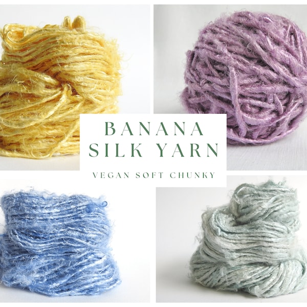 Banana Silk Yarn chunky silky vegan yarn for weaving, knitting, crochet, macrame, punch needle. Natural Eco-Friendly