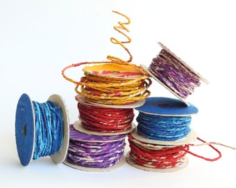 Craft Wire - Colours - Upcycled Fairtrade Cotton Covered - for beading jewelry flowers, headbands, baskets, textile arts