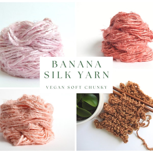 Banana Silk yarn chunky silky vegan yarn for weaving, knitting, crochet. Natural Eco-Friendly Yarn. Super soft and silky