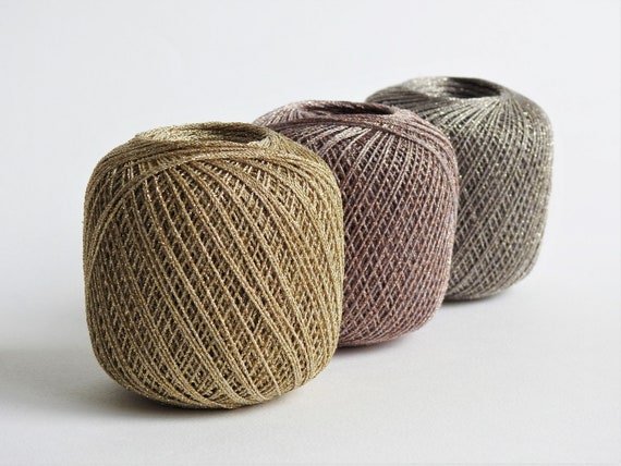 Metallic Yarn for Crochet, Tatting, Knitting, Embroidery. Glitter