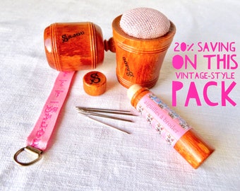 Vintage Style Gift Set / Gift for Mum / France / Haberdashery / Needles / Pin Cushion / Tape Measure / Notions / Sewing / Dressmaking