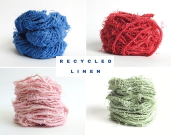 Chunky Recycled Linen Yarn for weaving knitting crochet macrame. Handspun Natural yarn for basket bag blanket hat scarf