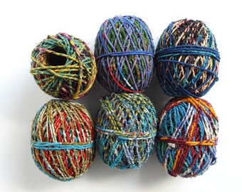 Sari Twine for weaving baskets macrame crafts. Handmade Fair Trade Upcycled Sustainable 25 metres 1ply. Assorted Colours