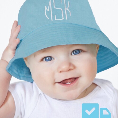 Blue & White Seersucker Monogrammed Sun Hat for Baby and Etsy