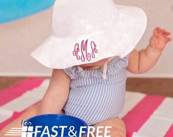 monogrammed baby beach hat