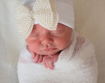 Sarfel Newborn Hats for Girls Hospital Hat Baby Girl Bows and Headbands Infant Beanie Nursery Caps