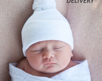 plain white newborn hats