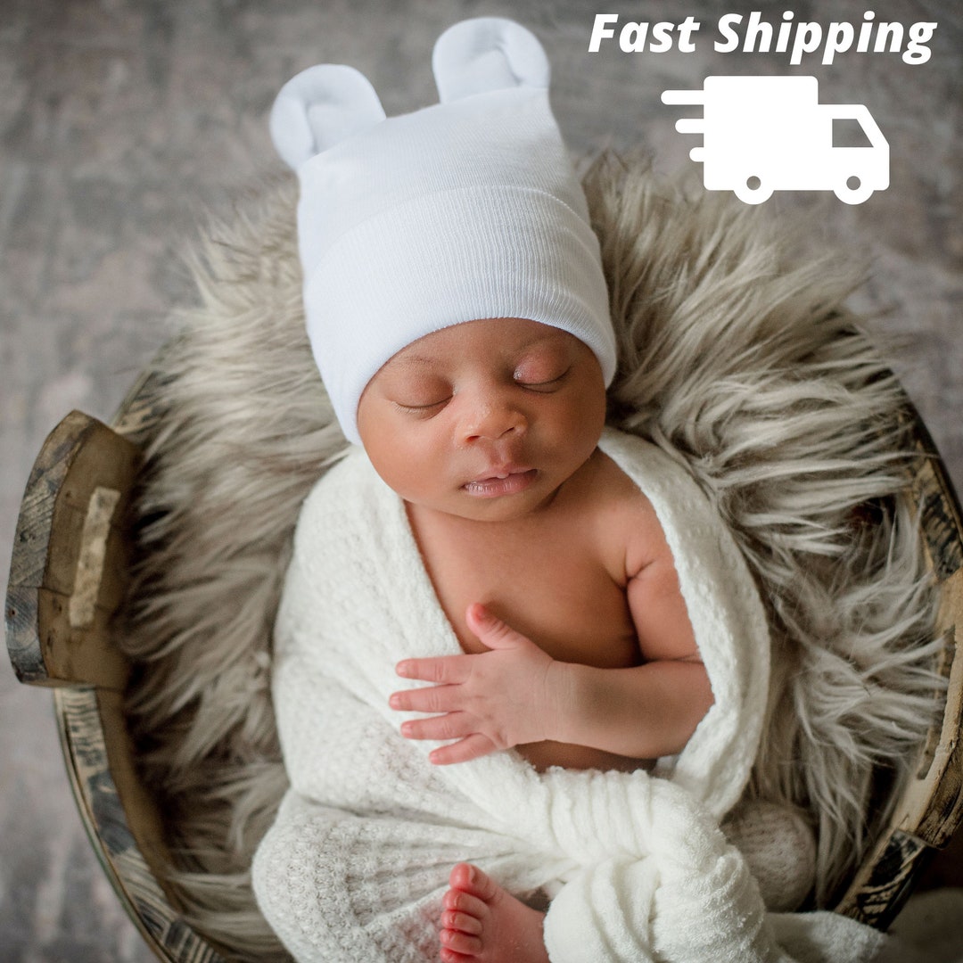 Newborn Baby Hat Bear Beige