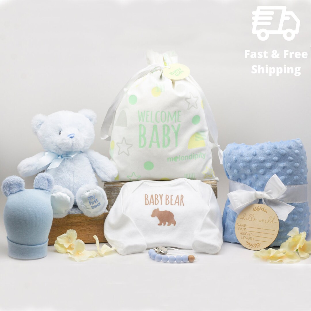 Newborn Baby Bear Gift Set: Onesie, Blanket, Hat & Teddy Bear - Etsy