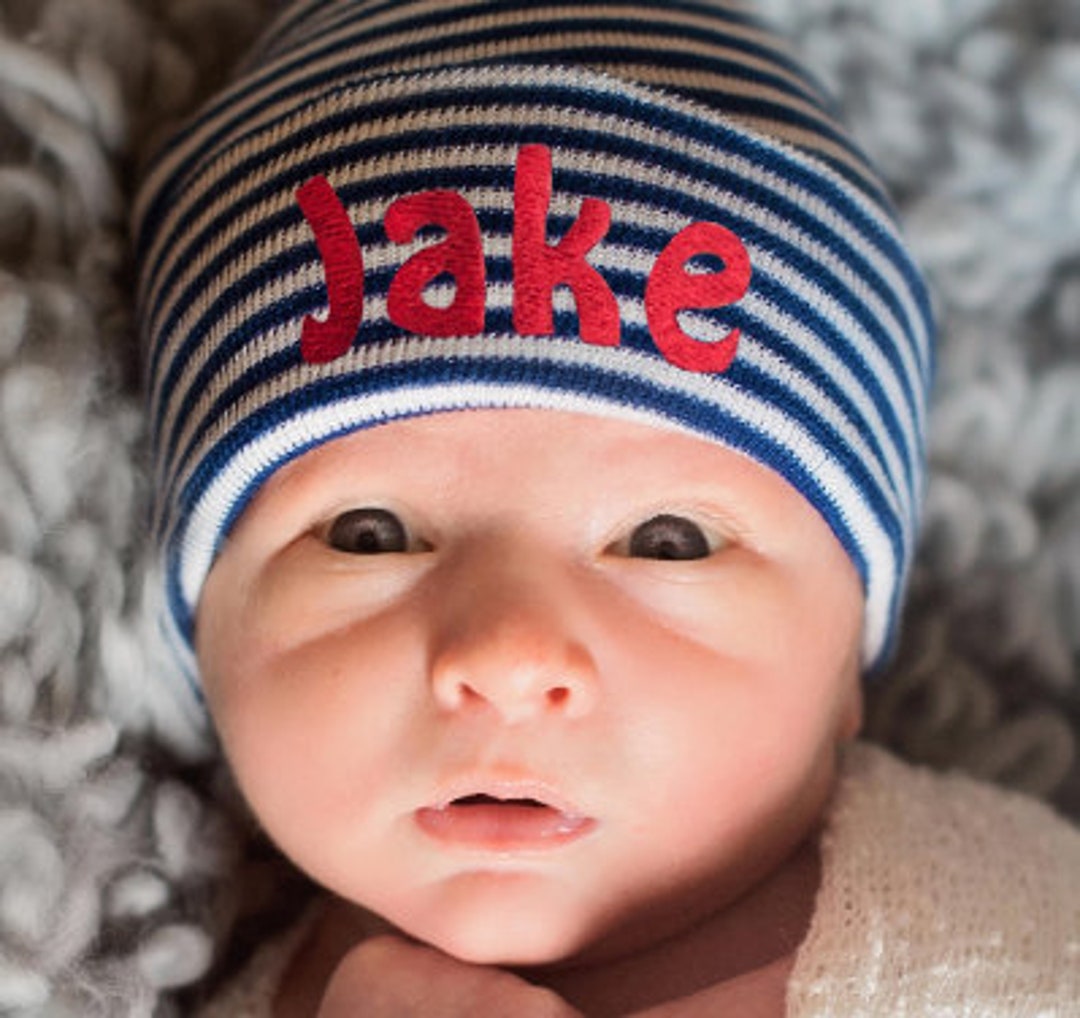 Personalized Hat Baby Boy Hospital Hat Baby Boy Hat Beanie Etsy