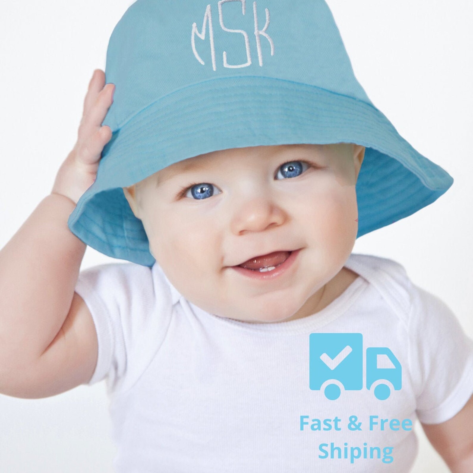 Melondipity Blue Monogrammed Boy Sun Hat for Baby and Toddler Etsy