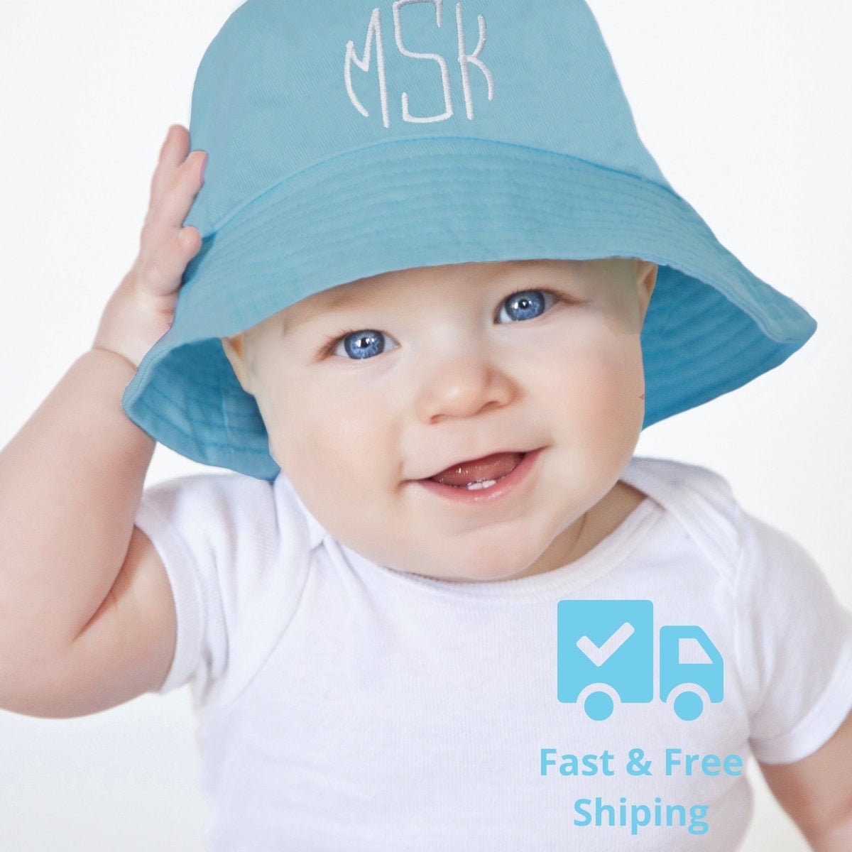 Melondipity Blue Monogrammed Boy Sun Hat for Baby and Toddler Etsy