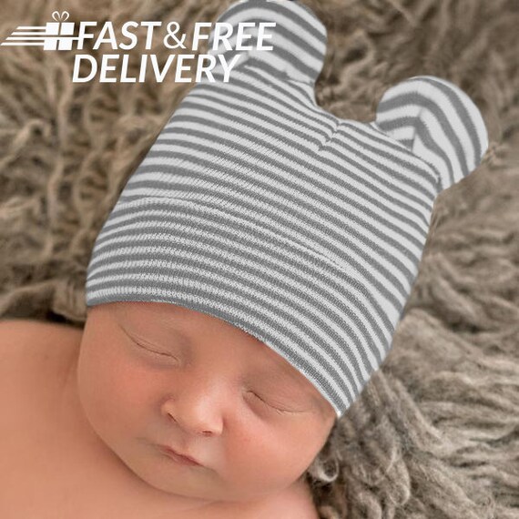 White Striped Baby Bear Newborn Boy 