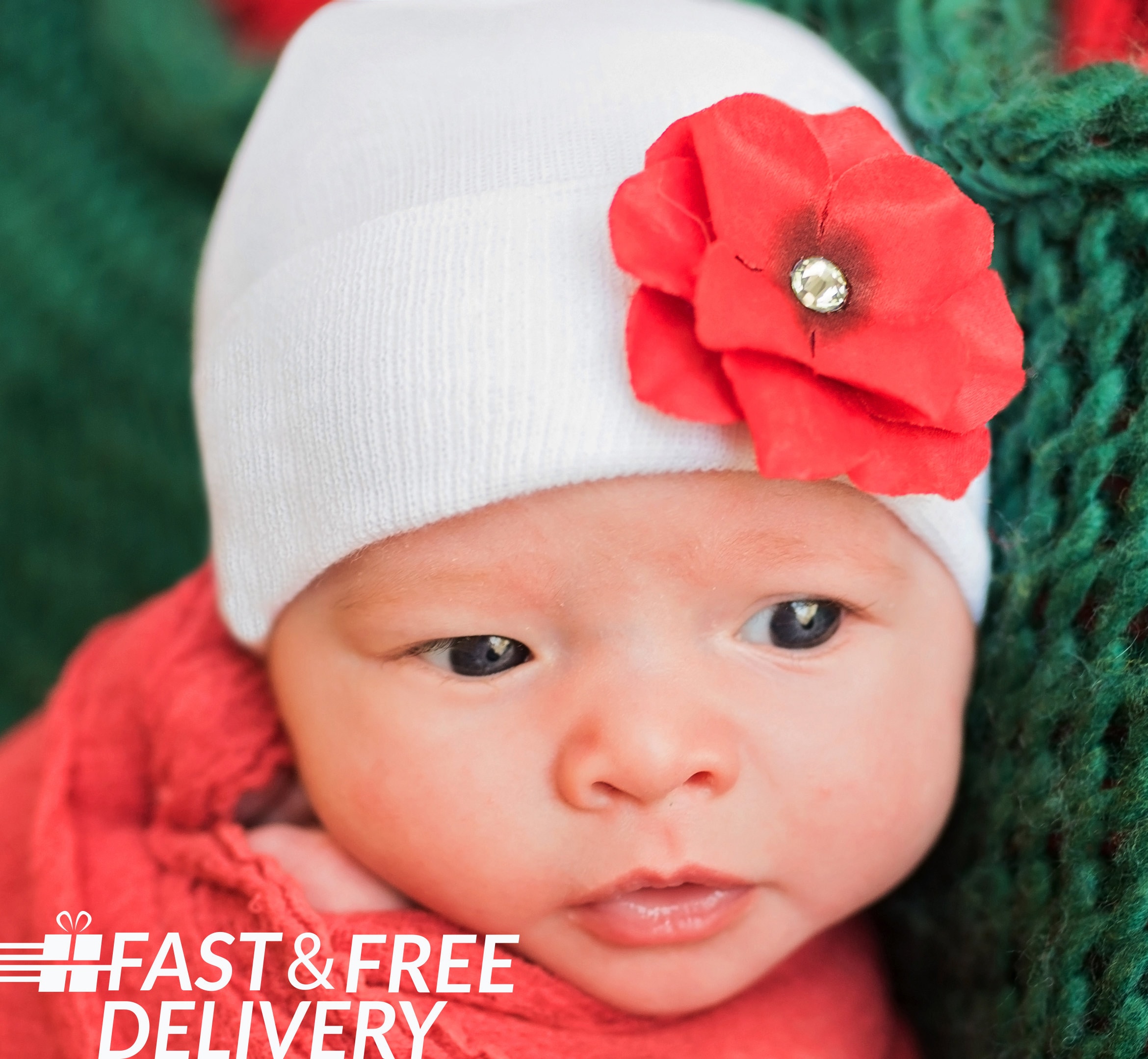 Melondipity Baby Hat Red Christmas 