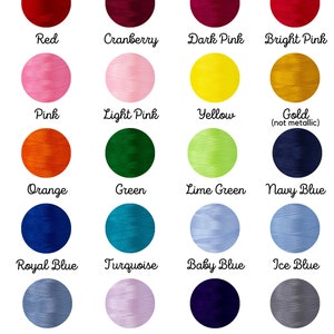 Puede incluir: Una carta de colores de hilo de melondipity. La carta incluye rojo, rosa, naranja, azul real, azul acero, crema, ar&aacute;ndano, rosa claro, verde, turquesa, lavanda, caramelo, rosa oscuro, amarillo, verde lima, azul beb&eacute;, morado, marr&oacute;n, rosa brillante, oro, azul marino, azul hielo, gris, blanco y negro.