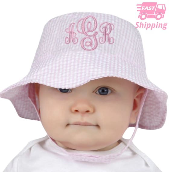 Monogrammed SEERSUCKER Pink and White 