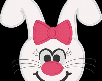 Easter Bunny girl Girly rabbit design embroidery file machine applique design Instant Download Applique Design Cutest little bunny girl