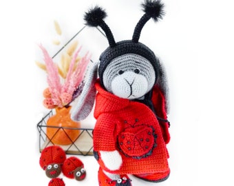 Bunny amigurumi ladybug clothes