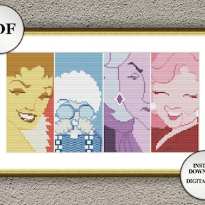 4 in 1 Golden Girls cross stitch pattern PDF