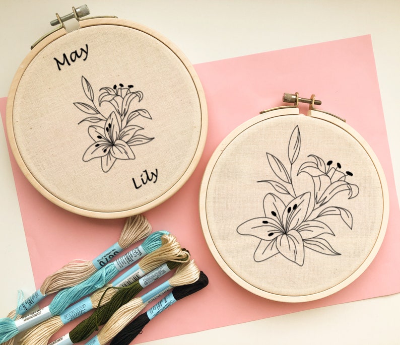 Lily Embroidery Pattern PDF Printable Embroidery Template Etsy