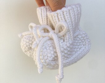 Baby booties knitted merino wool, newborn knitted boots