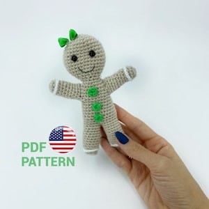 Crochet PATTERN Christmas gingerbread man, Christmas ornaments crochet pattern, Amigurumi gingerbread doll, Crochet PDF pattern in English
