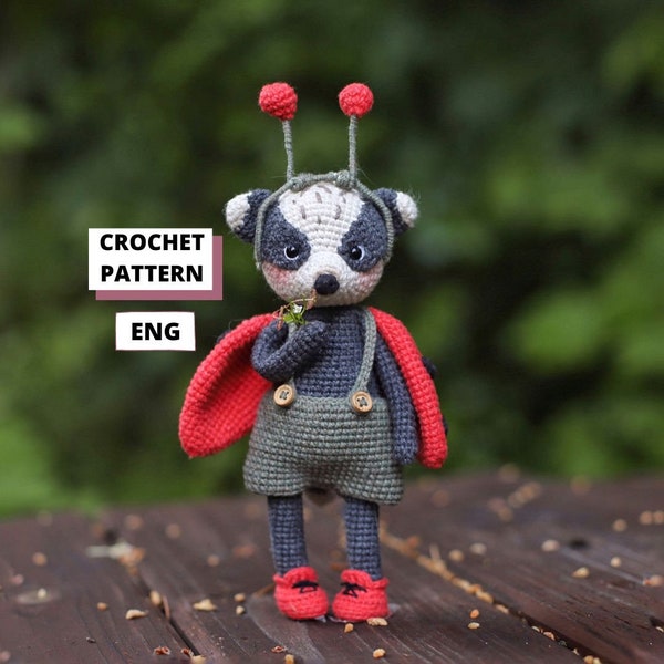 Amigurumi crochet pattern little badger PDF English