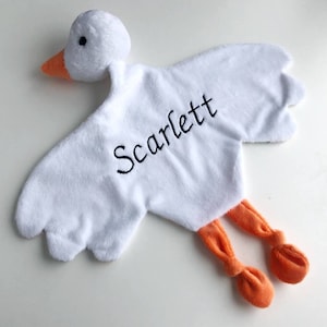 Personalized goose lovey blanket, baby lovey, animal lovey, cuddle snuggler goose plush