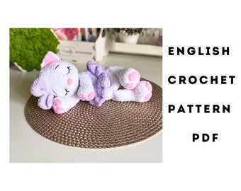 Crochet cat  comforter pattern, Cat pattern tutorial, Cat Baby Security Blanket, Cat Lovey crochet toy, Amigurumi comforter pattern