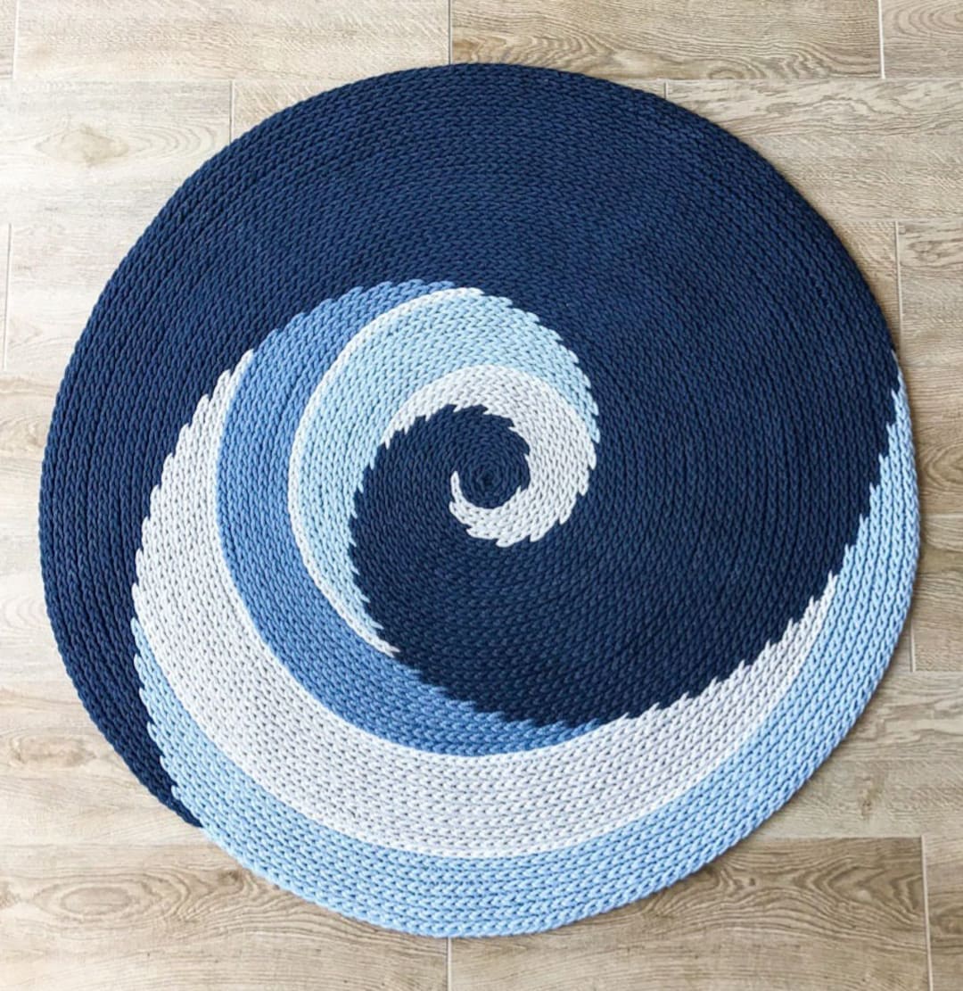 The Wave Crochet Rug. Round Crochet Rug Pattern. Crochet Pattern Etsy