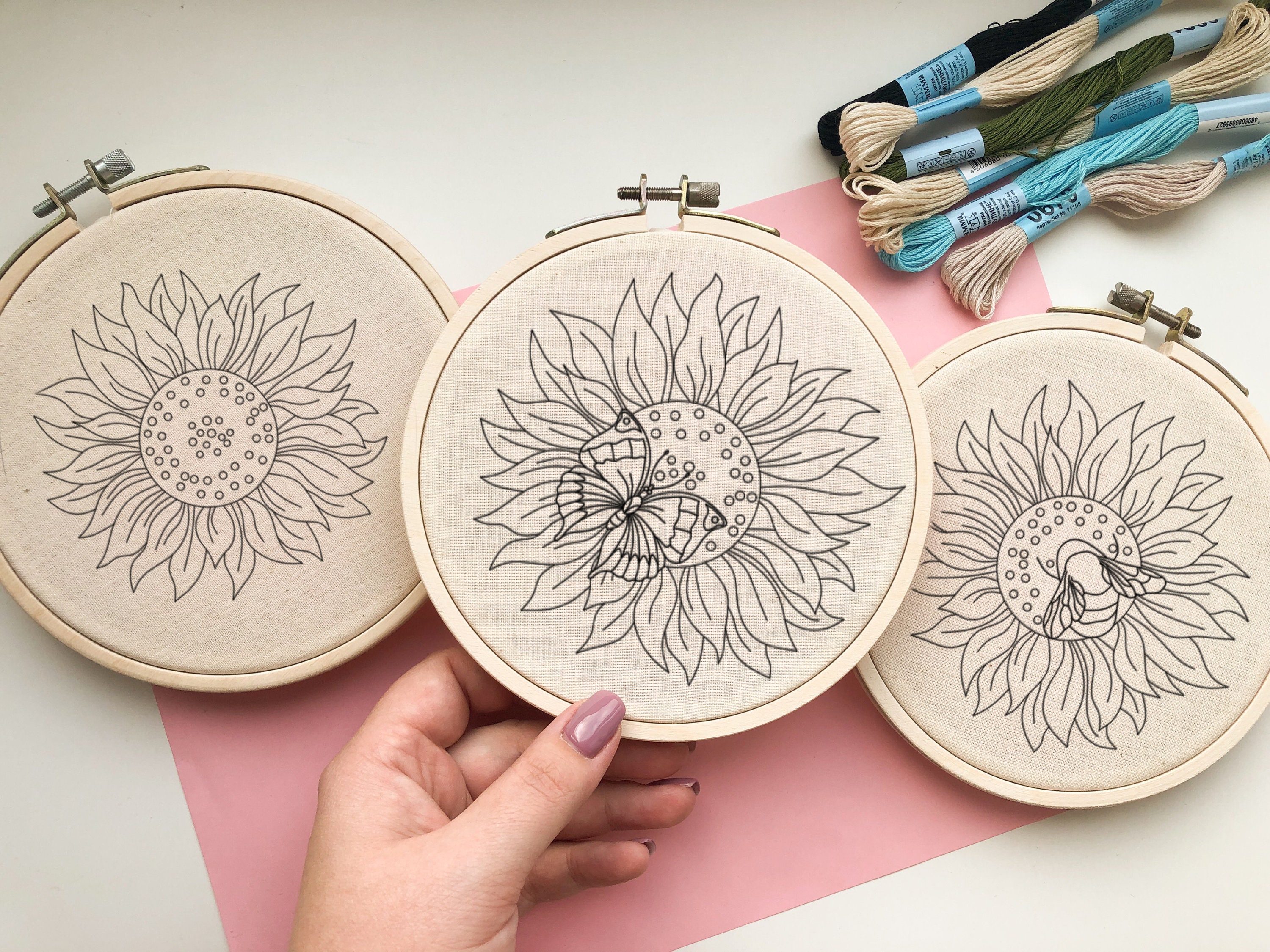 Sunflowers Embroidery Pattern PDF Printable Flower Template Etsy