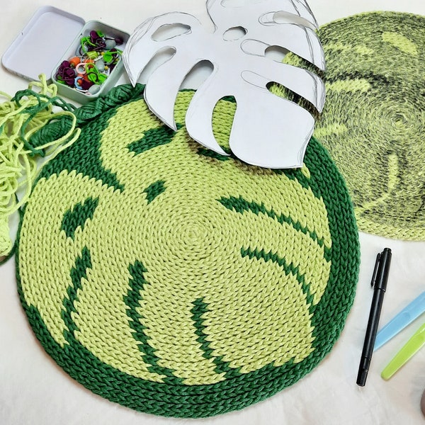 Crochet pattern. The Monstera placemat pattern. Easy table mat pattern. Crochet doily pattern. 13.4 inch placemat pattern