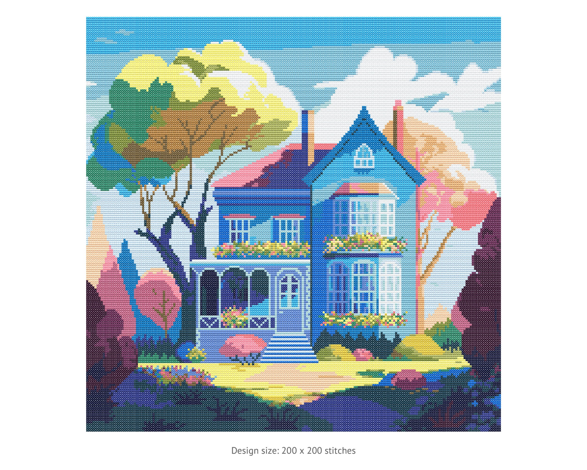 Cross Stitch Pattern House Cross Stitch Chart PDF Cross Etsy