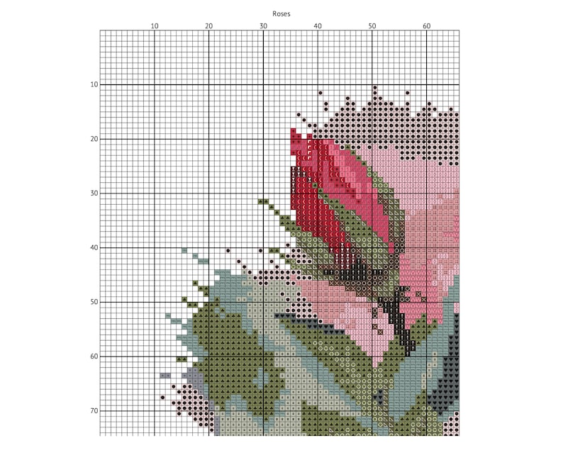 Cross Stitch Pattern Roses Cross Stitch Chart Flowers Modern Etsy