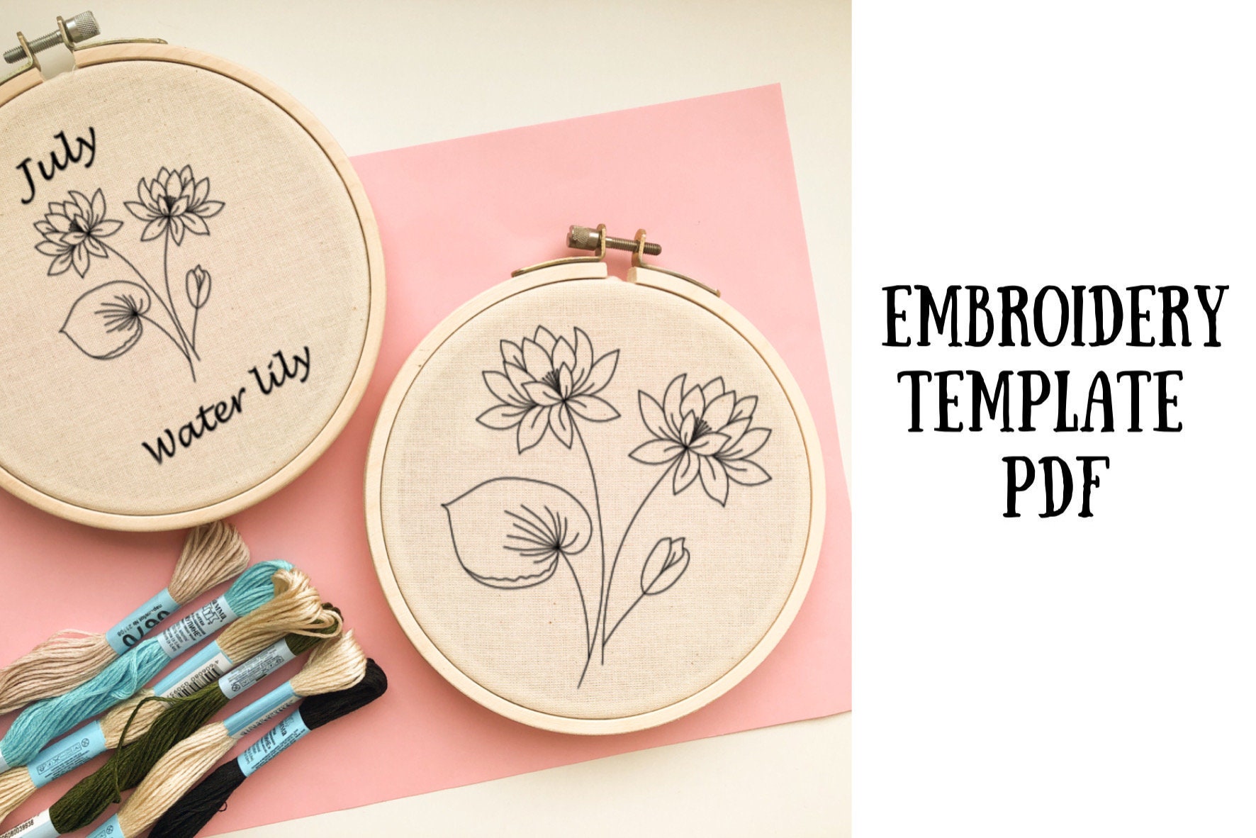 Water Lily Embroidery Pattern PDF Printable Embroidery Etsy