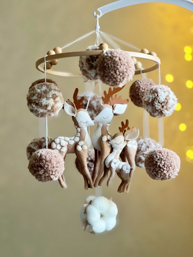 Baby Mobile Deer Family in Forest Etsy