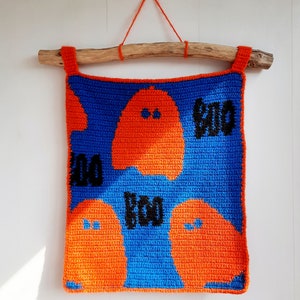 The Boo Wall Hanging. Crochet Wall Hanging Pattern. Instant Download PDF, Tapestry crochet pattern. Crochet Pattern.