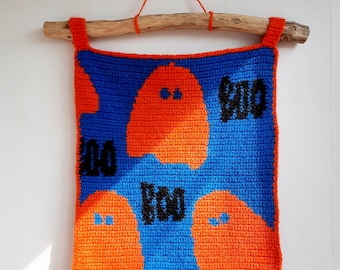 The Boo Wall Hanging. Crochet Wall Hanging Pattern. Instant Download PDF, Tapestry crochet pattern. Crochet Pattern.