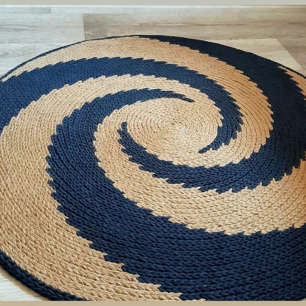 The Vortex Crochet Rug. Round crochet rug pattern. Crochet pattern