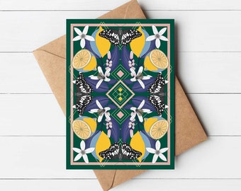 Lime Swallowtail Butterflies And Lemons Greeting Card - Birthday Card