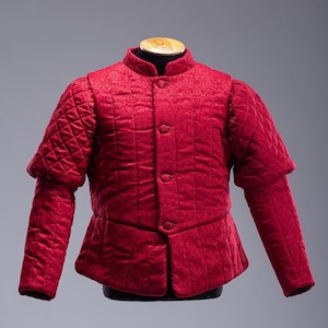 Quilted Medieval Jacket, Renaissance red doublet, Mens Renaissance doublet, Mens clothing, LARP medieval coat, Cosplay Clothing