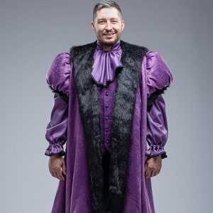 King costume for Cosplay, Reenactment clothing, Royal King Full Outfit, Royal Fur coat, Mens cape suit, Prince renaissance costume