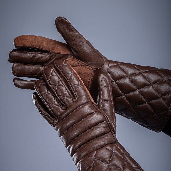 Midnight leather gloves, leather hand protection for fencing, LARP, sca, reenactment, medieval events.