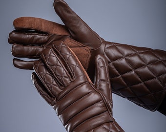 Midnight leather gloves, leather hand protection for fencing, LARP, sca, reenactment, medieval events.