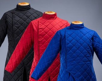 HEMA long gambeson, fencing gambeson, HEMA gear, 350N gambeson for fencing, European martial arts, HEMA jacket