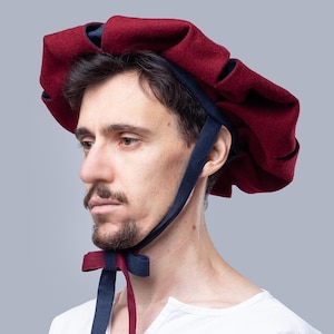 Chapeau renaissance bicolore, tenue du festival de Landsknecht, casquette médiévale, couvre-chef Landsknecht, chapeau Renaissance par Steel Mastery