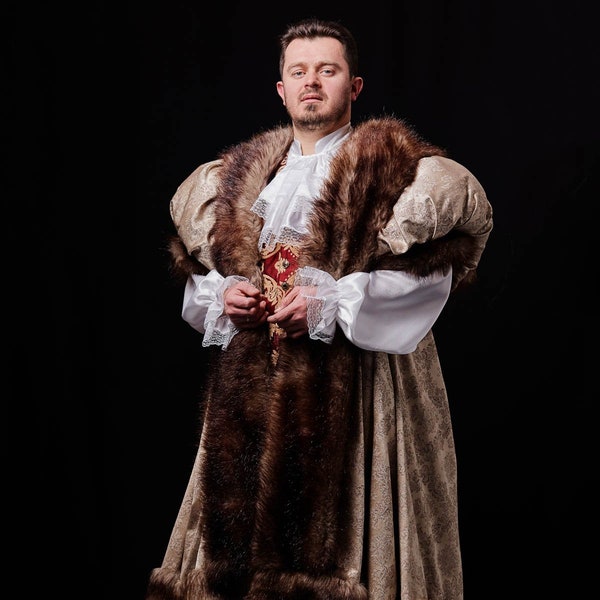 Royal King Outfit With Fur, Fantasy costume for Medieval events